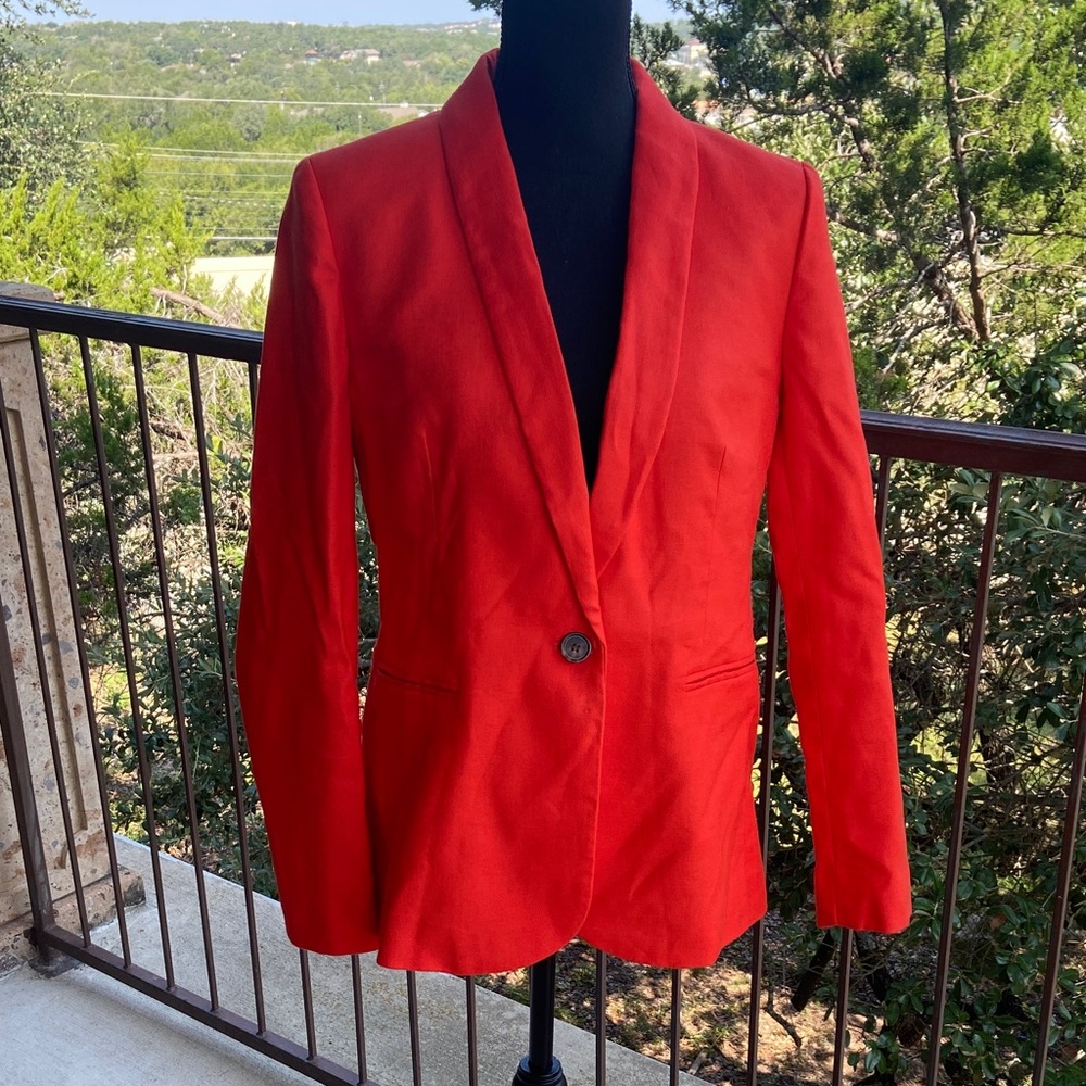 J. Crew Bold Red Blazer; Linen blend; size 10